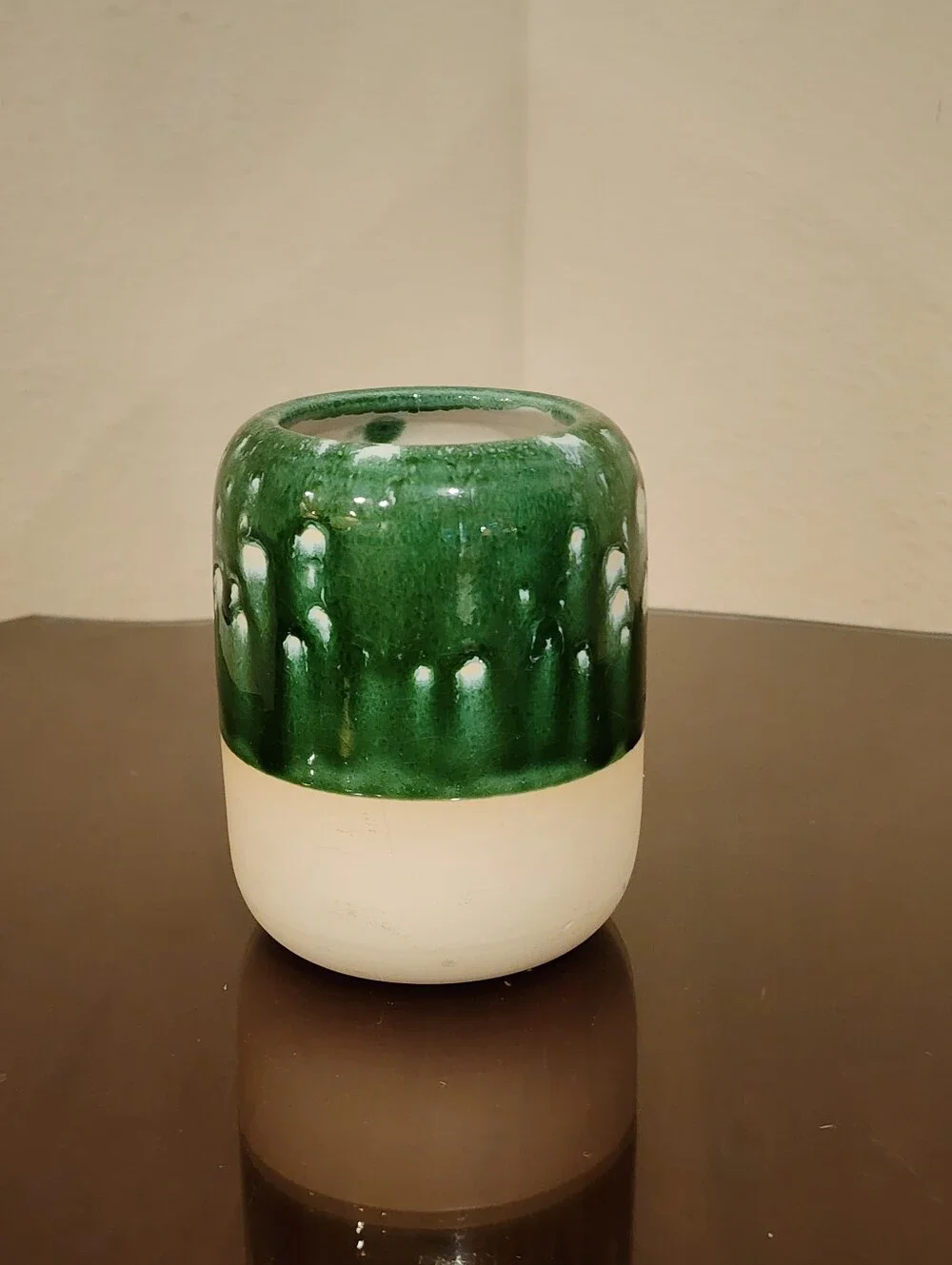 Arhoj Studio Handmade Denmark Green Drip Glaze Ceramic Vase Planter